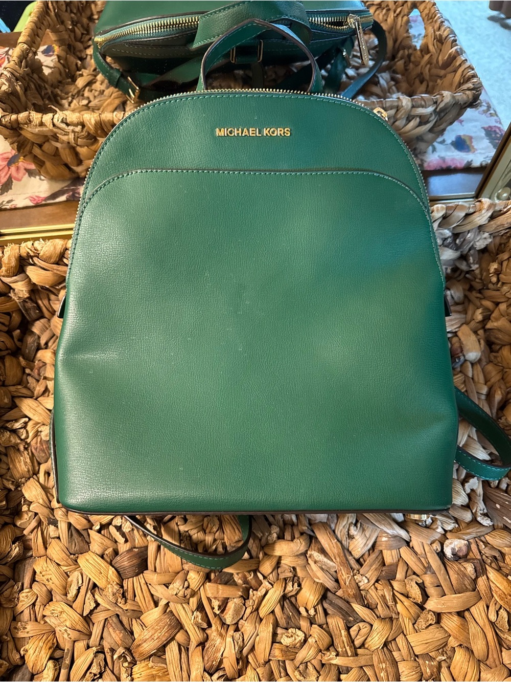 Michael Kors Emerald Green Leather Backpack
